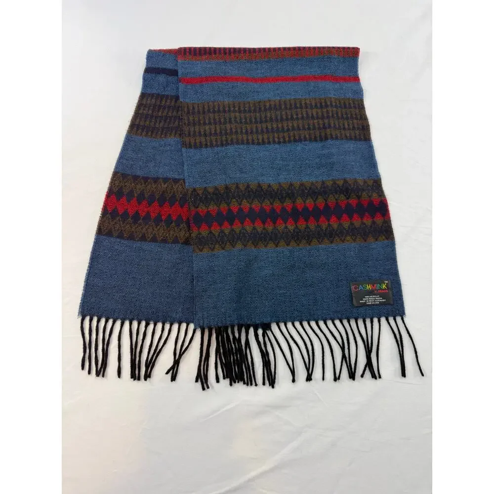 V. Fraas Cashmink Vintage Scarf West Germany Herringbone Stripe